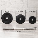 Hantlikomplekt 40 kg, 2 metallkäepidet ja 12 raskusketast, must