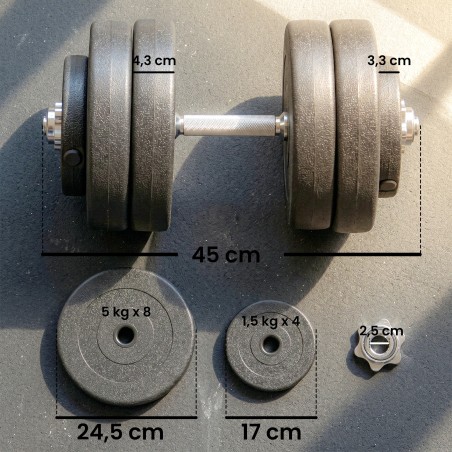 Hantlikomplekt 8 × 5 kg ketastega, plastikkattega, must