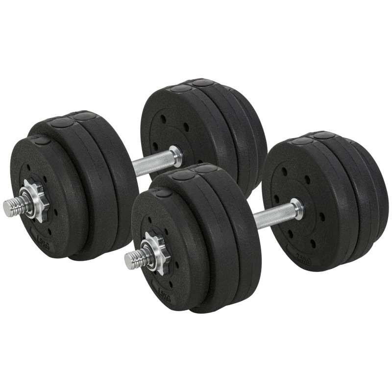 30 kg reguleeritav hantlikomplekt raskusketastega, must