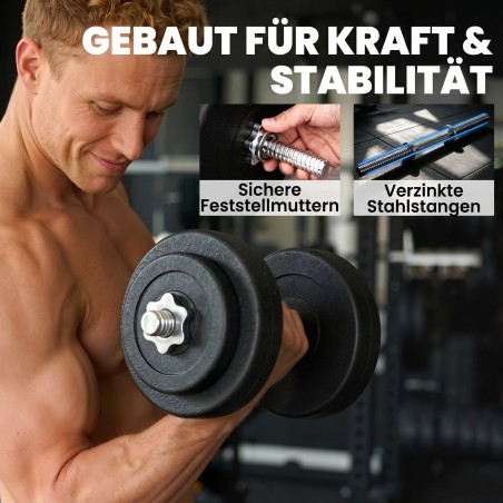 Hantlikomplekt 8 × 5 kg ketastega, plastikkattega, must