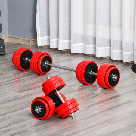 Reguleeritav hantlikomplekt 20/30 kg, 2 ühes, punane ja must