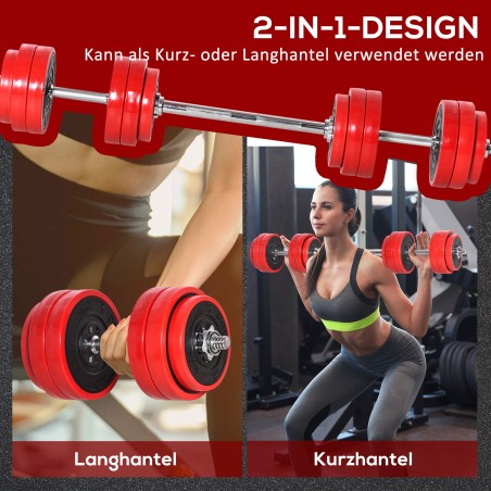 Reguleeritav hantlikomplekt 20/30 kg, 2 ühes, punane ja must