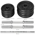 2-ühes hantel ja kang, 20 kg, 8 raskusketast, must
