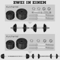 2-ühes hantel ja kang, 20 kg, 8 raskusketast, must
