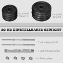 2-ühes hantel ja kang, 20 kg, 8 raskusketast, must