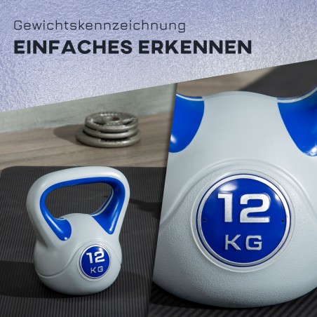 12 kg kettlebell lameda põhja ja suure käepidemega, sinine