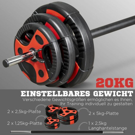 20 kg kangikomplekt 6 hantlikettaga, must ja punane