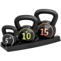 Kettlebell-komplekt, 3 raskust: 2,2 kg, 4,5 kg ja 6,8 kg, must