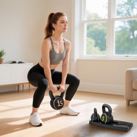 Kettlebell-komplekt, 3 raskust: 2,2 kg, 4,5 kg ja 6,8 kg, must