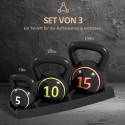 Kettlebell-komplekt, 3 raskust: 2,2 kg, 4,5 kg ja 6,8 kg, must