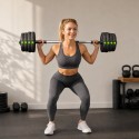 2-ühes kangi- ja hantlikomplekt, 30 kg, must ja roheline