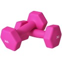 2 × 3 kg kuusnurksete hantlite komplekt, roosa