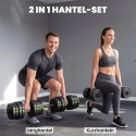 2-ühes kangi- ja hantlikomplekt, 30 kg, must ja roheline