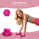 2 × 3 kg kuusnurksete hantlite komplekt, roosa