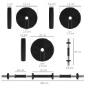 2-ühes kangi- ja hantlikomplekt, 20 kg, must ja roheline