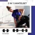 2-ühes kangi- ja hantlikomplekt, 20 kg, must ja roheline