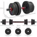 Reguleeritav 2-ühes hantli- ja kangikomplekt, 20 kg, must