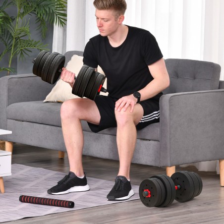 Reguleeritav 2-ühes hantli- ja kangikomplekt, 30 kg, must
