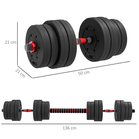 Reguleeritav 2-ühes hantli- ja kangikomplekt, 30 kg, must