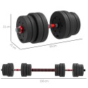 Reguleeritav 2-ühes hantli- ja kangikomplekt, 30 kg, must