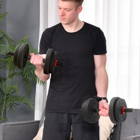 Reguleeritav 2-ühes hantli- ja kangikomplekt, 15 kg, must