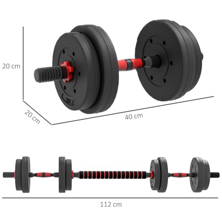 Reguleeritav 2-ühes hantli- ja kangikomplekt, 15 kg, must