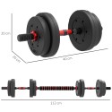 Reguleeritav 2-ühes hantli- ja kangikomplekt, 15 kg, must