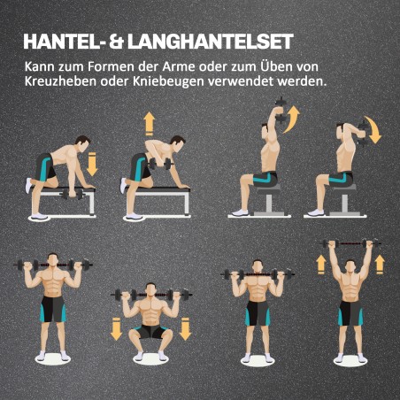 Reguleeritav 2-ühes hantli- ja kangikomplekt, 15 kg, must