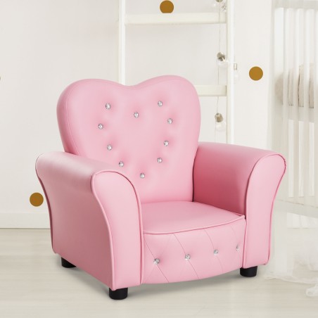 Laste tugitool massiivpuidust jalgadega, 59 × 41,5 × 49 cm, roosa
