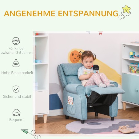 Laste tugitool jalatoe ja reguleeritava seljatoega, sinine, 3–5 aastat