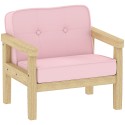Laste tugitool velvetse välimuse ja puidust jalgadega, roosa