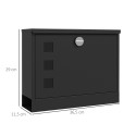 Lukustatav metallist postkast, 36,5 × 11,5 × 29 cm, must