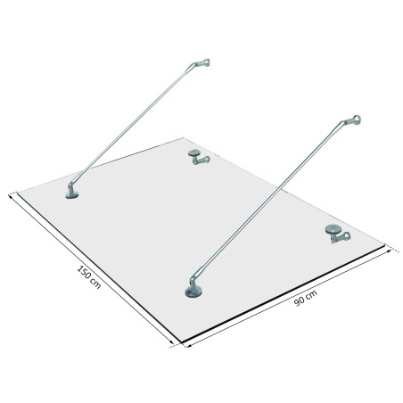 Karastatud klaasist uksevarikatus roostevabast terasest 150 × 90 cm