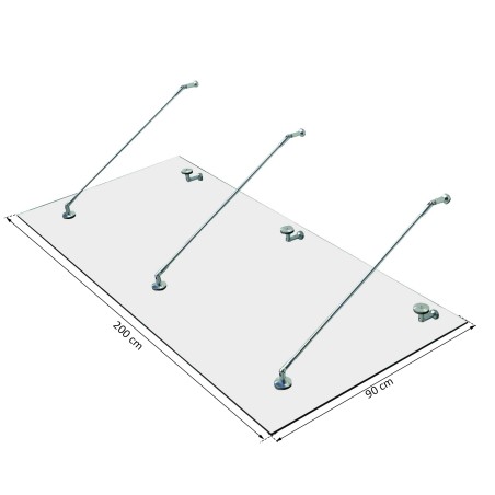 Karastatud klaasist ja roostevabast terasest uksevarikatus, 200 × 90 cm
