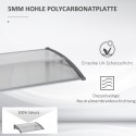 Ukse varikatus polükarbonaadist, hall, 110 × 60 × 18 cm
