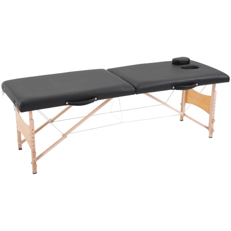 Kokkupandav 2-osaline massaažilaud, reguleeritava kõrguse ja kandekotiga, must, 60 cm