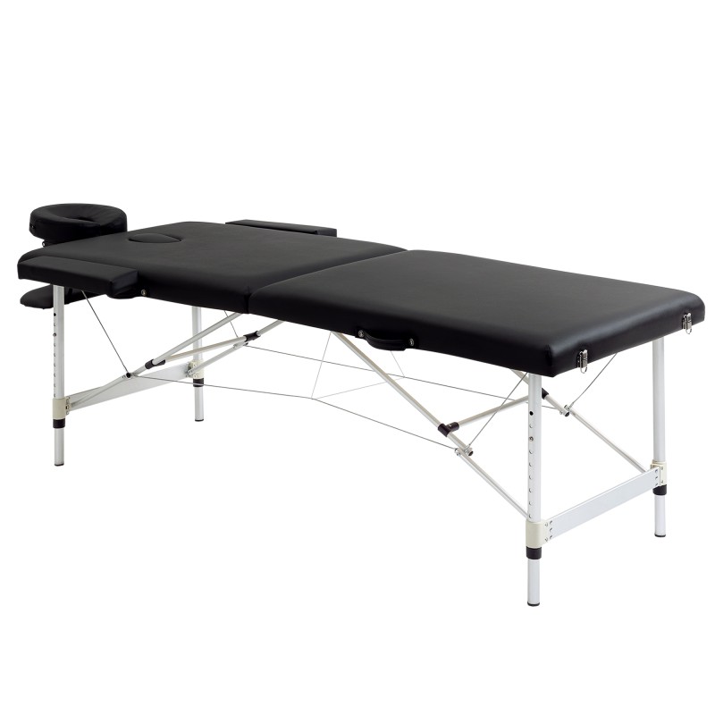 Kokkupandav reguleeritava kõrgusega massaažilaud, 90 cm, kuni 225 kg, must