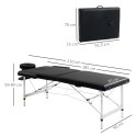 Kokkupandav reguleeritava kõrgusega massaažilaud, 90 cm, kuni 225 kg, must