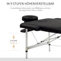Kokkupandav reguleeritava kõrgusega massaažilaud, 90 cm, kuni 225 kg, must
