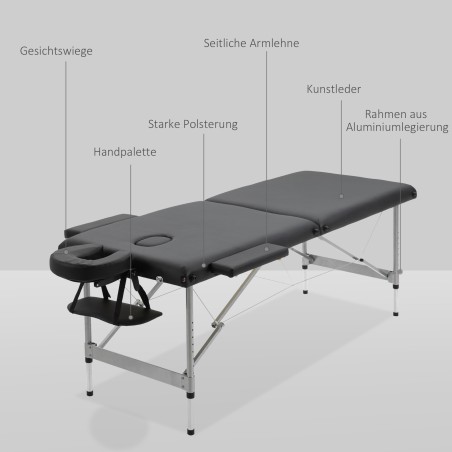 Kokkupandav mobiilne massaažilaud näoava, käetugede ja käetoega