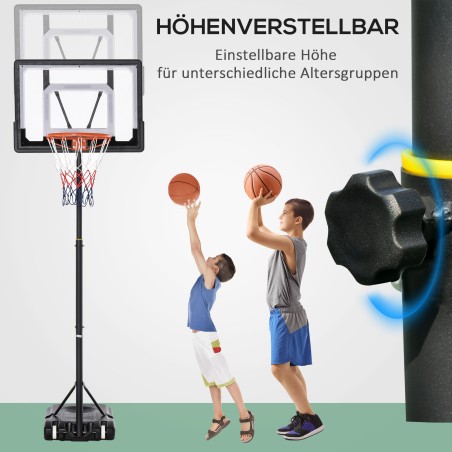 Ratastega korvpallikorv reguleeritava kõrgusega 156–210 cm