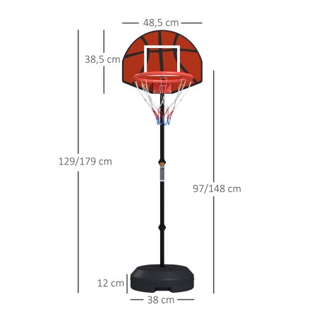 Reguleeritava kõrgusega korvpallikorv magnetnoolemänguga, must, 98–148 cm