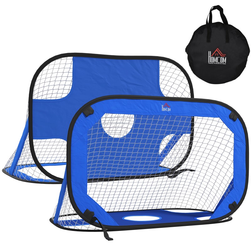 2-osaline kokkupandav sinine pop-up-jalgpalliväravate komplekt, 123 × 80 × 80 cm
