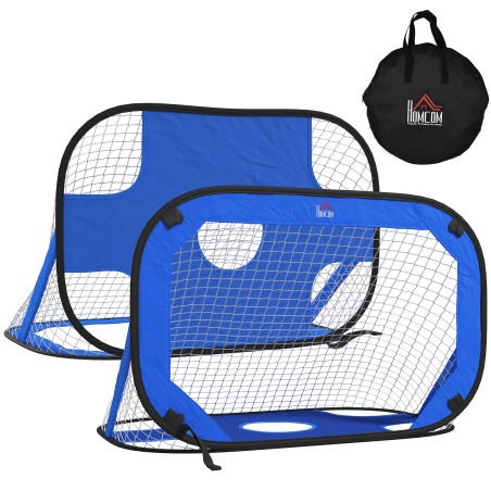 2-osaline kokkupandav sinine pop-up-jalgpalliväravate komplekt, 123 × 80 × 80 cm