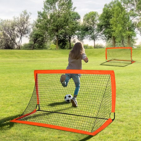 Jalgpallivärava komplekt terastorudest, kandekotiga, 183 × 90 × 90 cm, oranž