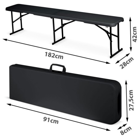 Kokkupandav aiapink toitlustamiseks 180 cm must | FreshDesign.ee