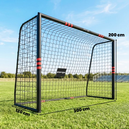 Jalgpallivärav aeda 300 × 200 cm, võrgu, polsterduse ja maavaiadega