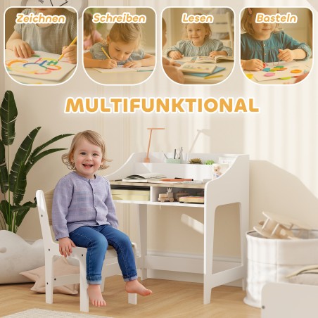 Laste lauakomplekt hoiuruumi ja avatud riiulitega, tool, 3–8 aastat, puit