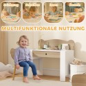 Laste lauakomplekt karukujulise laua ja tooliga, sahtel, naturaalne puit, 3–8 aastat