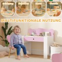 Laste lauakomplekt karukujulise laua ja tooliga, sahtel, roosa, 3–8 aastat